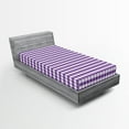 thumbnail image 1 of Ambesonne Checkered Fitted Sheet 2 Pcs Set, Gingham Vintage Style, Twin, Purple White, 1 of 3