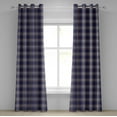 thumbnail image 1 of Ambesonne Checkered Grommet Curtain, Abstract and Striped, 50" x 72", Night Blue Cinnamon, 1 of 6