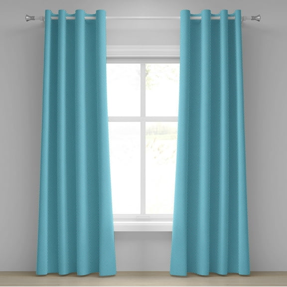 Ambesonne Checkered Grommet Curtain, Aqua Stripes Diagonal, 50" x 120", Aqua White