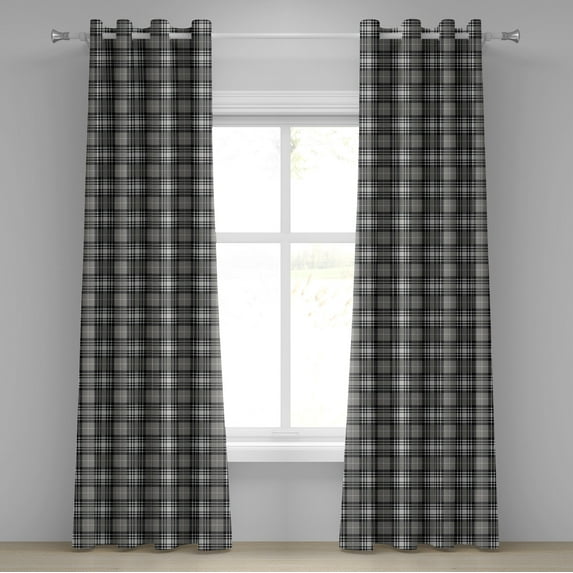 Ambesonne Checkered Grommet Curtain, Dark British Tartan, 50" x 108", Seal Brown Dimgray