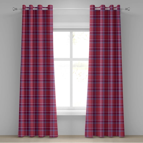 Ambesonne Checkered Grommet Curtain, Retro British Culture, 50" x 120", Purple Lavender Orange