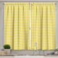 thumbnail image 1 of Ambesonne Checkered Kitchen Curtains, Retro English Yellow, 55"x39", Yellow White, 1 of 3