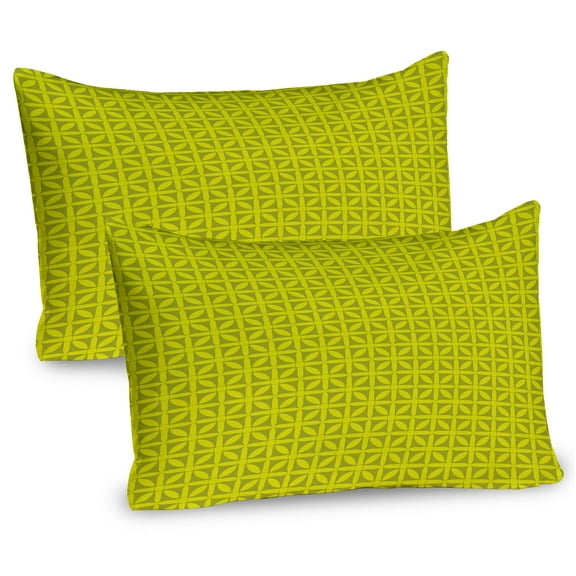 Ambesonne Checkered Pillow Sham 2 Pack, Geometric Victorian Motif, 36"x20", Lime Green
