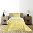 thumbnail image 1 of Ambesonne Checkered Quilted Bedspread Set 2 Pcs, Retro English Yellow, Twin Size, Yellow White, 1 of 6