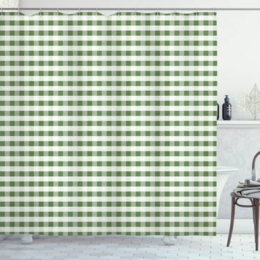 Ambesonne Checkered Shower Curtain, Gingham Check Classic Art, 69"Wx70"L, Peacock Green