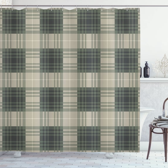 Ambesonne Checkered Shower Curtain, Old Fashion Plaid Tartan, 69"Wx84"L, Dusk