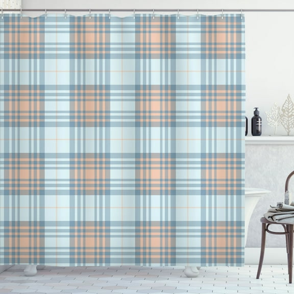 Ambesonne Checkered Shower Curtain, Plaid Tartan English Tile, 69"Wx84"L, Baby Blue