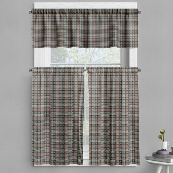 Ambesonne Checkered Valance & Curtain, Colorful Retro Style, 55"x36", Blue Green Orange