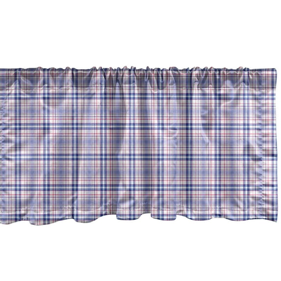 Ambesonne Checkered Window Valance, Country Style Soft, 54" X 12", Violet Blue White Pink