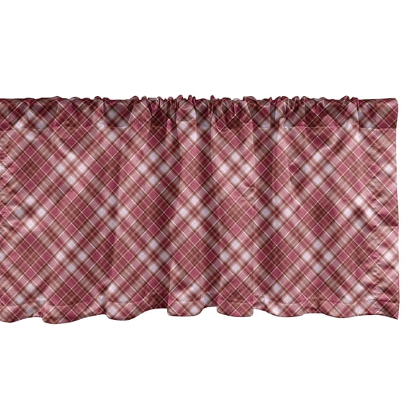 Ambesonne Checkered Window Valance, Diagonal Line Rhombus, 42" x 18", Dried Rose White