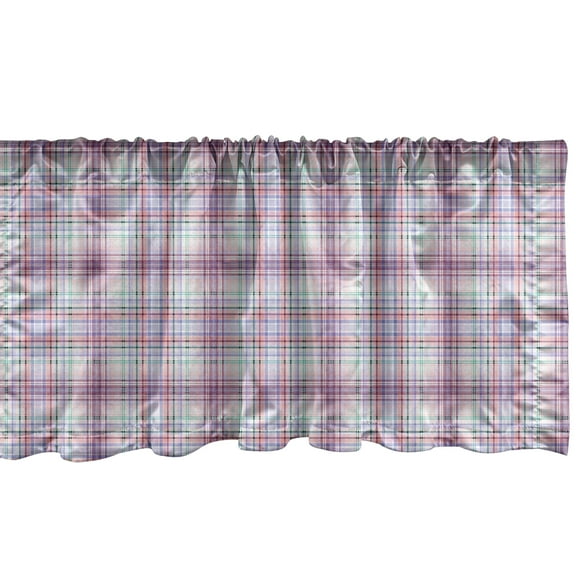 Ambesonne Checkered Window Valance, Folklore Irish Design, 54" X 18", Violet Blue Turquoise