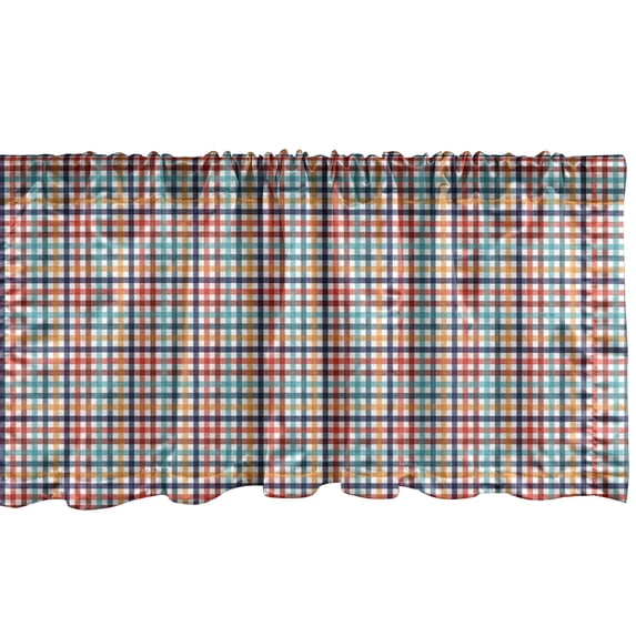 Ambesonne Checkered Window Valance, Fresh Summer Gingham, 54" X 18", Multicolor