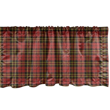Ambesonne Checkered Window Valance, Old Celtic British, 54" X 18", Red Black Yellow