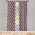 thumbnail image 1 of Ambesonne Checkers Game Curtains, Grid Style Monochrome, Pair of 28"x95", Indigo Peach, 1 of 2