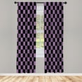 thumbnail image 1 of Ambesonne Checkers Game Curtains, Monochrome Grid Print, Pair of 28"x95", Black Lavender, 1 of 2