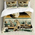 thumbnail image 1 of Ambesonne Cheetah Duvet Cover Set, Wild Cats Chilling Retro, Calking, Camel and Pale Teal, 1 of 6