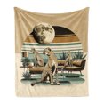 thumbnail image 1 of Ambesonne Cheetah Fleece Throw Blanket Wild Cats Chilling Retro 50"x60" Camel and Pale Teal, 1 of 5