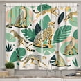 thumbnail image 1 of Ambesonne Cheetah Kitchen Curtains, Modern Jungle Leaf Scene, 55"x45", Jade Green Mustard and White, 1 of 3