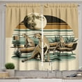 thumbnail image 1 of Ambesonne Cheetah Kitchen Curtains, Wild Cats Chilling Retro, 55"x24", Camel and Pale Teal, 1 of 3