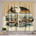 thumbnail image 1 of Ambesonne Cheetah Kitchen Curtains, Wild Cats Chilling Retro, 55"x39", Camel and Pale Teal, 1 of 3