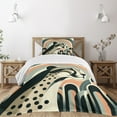 thumbnail image 1 of Ambesonne Cheetah Quilted Bedspread Set 2 Pcs, Mid Century Modern Minimal, Twin Size, Peach Grey Teal and Eggshell, 1 of 5