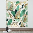 thumbnail image 1 of Ambesonne Cheetah Tapestry Wall Hanging, Modern Jungle Leaf Scene, 60"x80", Jade Green Mustard and White, 1 of 3