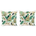 thumbnail image 1 of Ambesonne Cheetah Throw Pillow Cover 2 Pack, Modern Jungle Leaf Scene, 18", Jade Green Mustard and White, 1 of 7