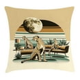 thumbnail image 1 of Ambesonne Cheetah Throw Pillow Cushion Cover, Wild Cats Chilling Retro, 20" X 20", Camel and Pale Teal, 1 of 2