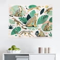 thumbnail image 1 of Ambesonne Cheetah Wall Hanging Tapestry, Modern Jungle Leaf Scene, 28"x23", Jade Green Mustard and White, 1 of 2