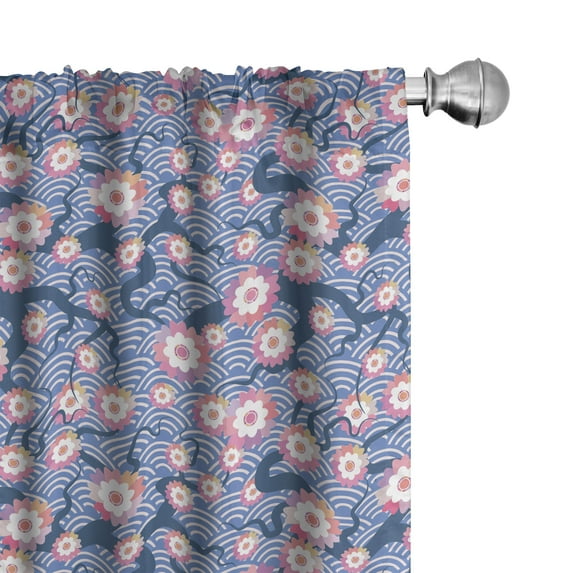 Ambesonne Cherry Blossom Window Curtains, Art Deco Scale, Each 28" W x 95" L, Pink and Violet Blue