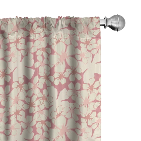 Ambesonne Cherry Blossom Window Curtains, Hitoe Sakura, Each 28" W x 84" L, Dried Rose and Beige