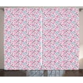 thumbnail image 1 of Ambesonne Cherry Blossom Curtains 2 Panel Set, Kwanzan Tree, 108" x 108", Pink Rose and Pale Blue, 1 of 3