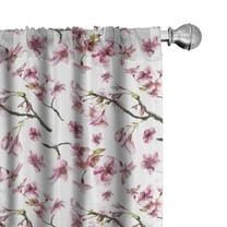 Ambesonne Cherry Blossom Curtains, Sakura Branch, Pair of 28"x84", Hot Pink Green Brown