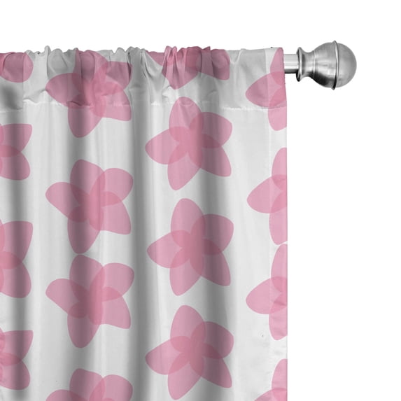 Ambesonne Cherry Blossom Curtains, Sakura Flowers Art, Pair of 28"x84", Soft Pink White