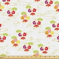 thumbnail image 1 of Ambesonne Cherry Blossom Fabric by the Yard Upholstery, Japanese Flowers Art, 5 Yards, Dark Coral and Yellow Green, 1 of 5