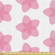 Ambesonne Cherry Blossom Fabric by the Yard Upholstery, Sakura Flowers Art, 5 Yards, Soft Pink White