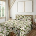 thumbnail image 1 of Ambesonne Cherry Blossom Fitted & Flat Sheet with Shams 4 Pcs Set, Asian Flowers Spring, Full, Pale Pink Jade Green, 1 of 5