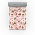thumbnail image 1 of Ambesonne Cherry Blossom Fitted Sheet, Bohemian Spring Art, Queen Size, Pale Pink Fawn Cream, 1 of 5