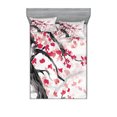 thumbnail image 1 of Ambesonne Cherry Blossom Fitted Sheet & Pillow Sham Set, Twisted Trunk, Queen, Charcoal Grey Dark Coral, 1 of 2