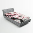 thumbnail image 1 of Ambesonne Cherry Blossom Fitted Sheet, Twisted Trunk, Twin XL Size, Charcoal Grey Dark Coral, 1 of 3