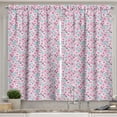 thumbnail image 1 of Ambesonne Cherry Blossom Kitchen Curtains, Kwanzan Tree, 55"x39", Pink Rose and Pale Blue, 1 of 2