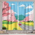 thumbnail image 1 of Ambesonne Cherry Blossom Kitchen Curtains, Pink Trees Car Art, 55"x36", Coral Pastel Yellow, 1 of 3