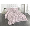 thumbnail image 1 of Ambesonne Cherry Blossom Quilted Bedspread Set 3 Pcs, Sakura Petals Art, Twin, Pale Pink and Magenta, 1 of 4