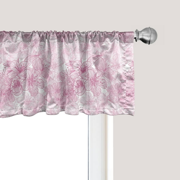 Ambesonne Cherry Blossom Window Valance, Cage Style Motif, 42" x 12", Dried Rose and Pale Pink