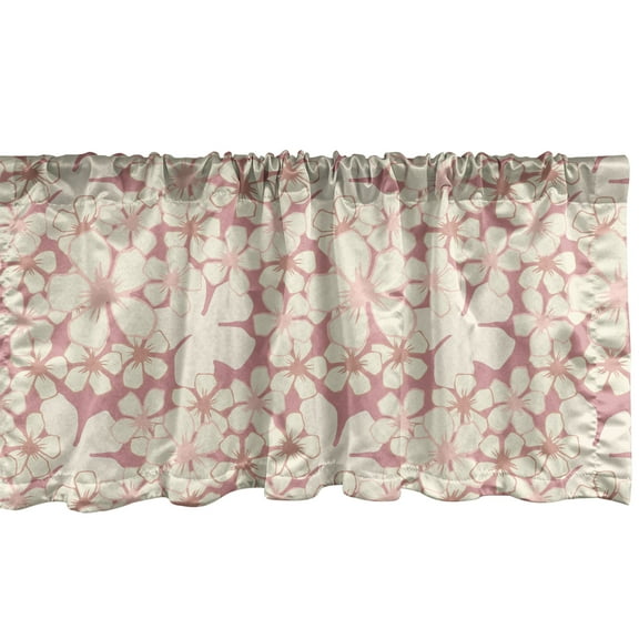 Ambesonne Cherry Blossom Window Valance, Hitoe Sakura, 54" X 18", Dried Rose and Beige