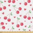 thumbnail image 1 of Ambesonne Cherry Fabric by the Yard Upholstery, Summer Fruit and Hearts, 1 Yard, Coral Green, 1 of 5