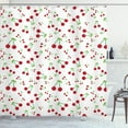 thumbnail image 1 of Ambesonne Cherry Shower Curtain, Simple Summer Fruit Pattern, 69"Wx84"L, Vermilion Lime Green, 1 of 2