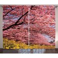 thumbnail image 1 of Ambesonne Cherry Tree Curtains 2 Panel Set, Spring Sakura Japanese, 108" x 84", Fuchsia Pink, 1 of 3