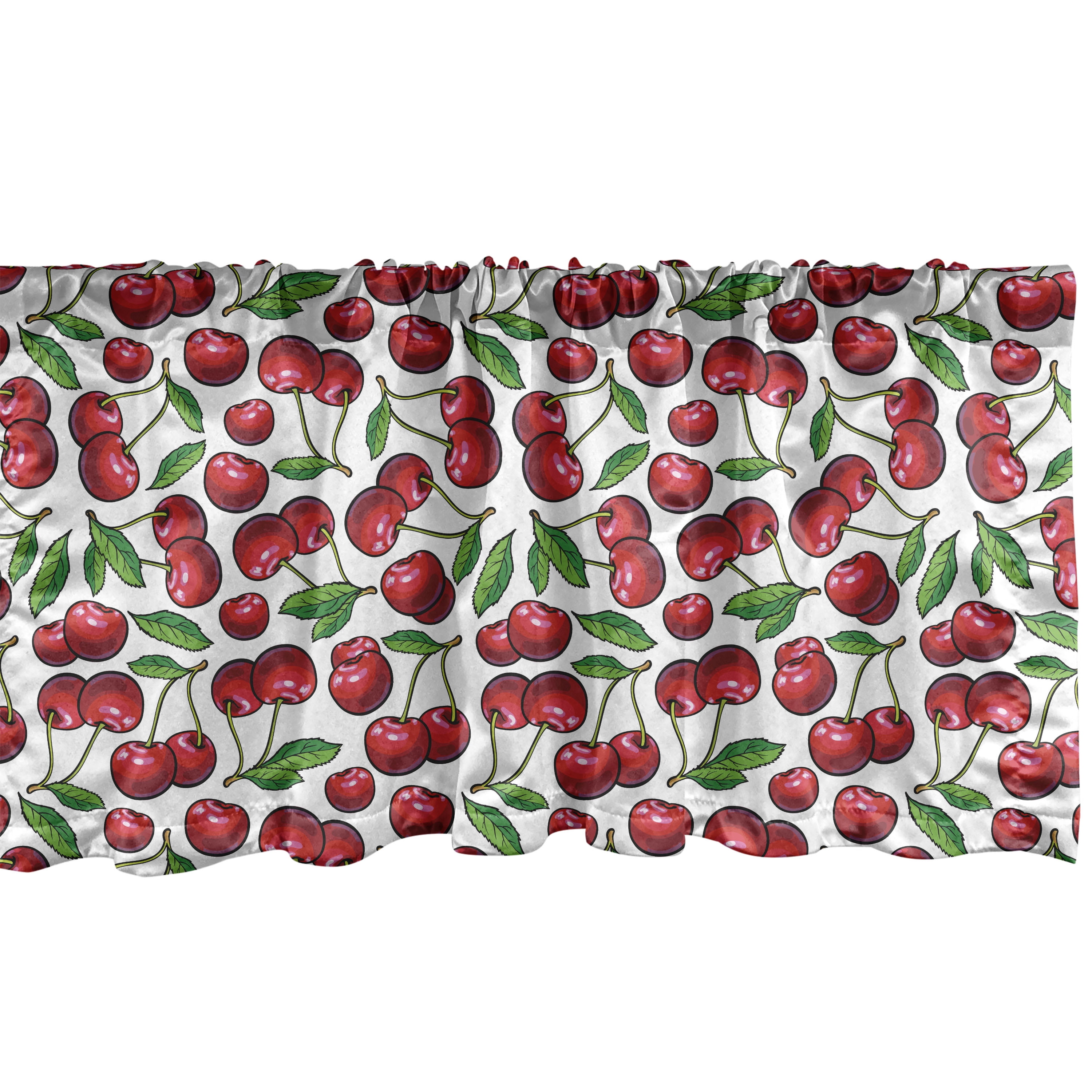 Raspberry Dark Pink Cherry Print Satin Valance 42" x 12"