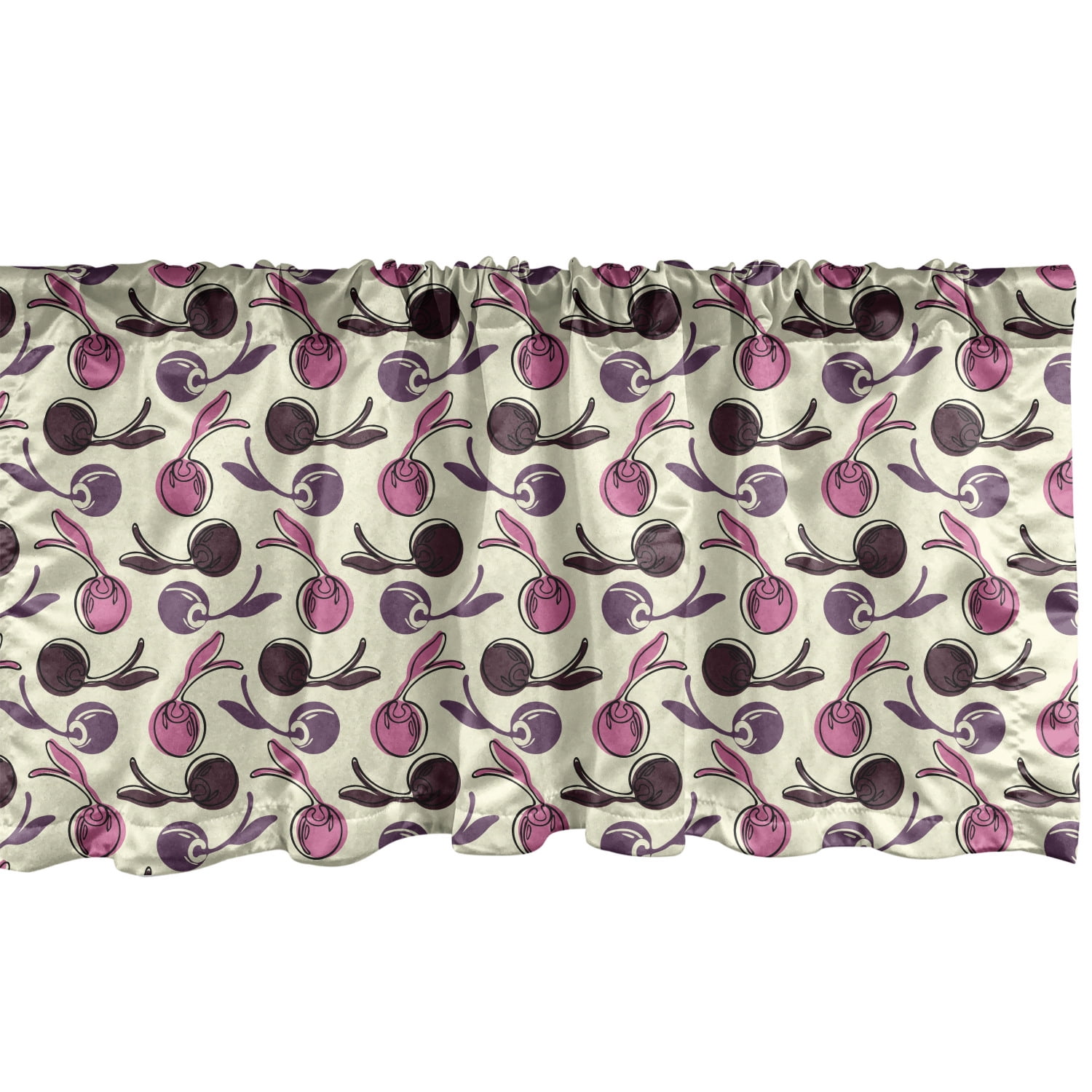 Ambesonne Cherry Window Valance, Fruit Designs Repetitive Pattern of
